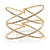 Statement Gold Tone Clear Crystal Double Cross Motif Flex Cuff Bracelet - Adjustable