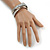 Stylish Grey Faux Leather with Bead Detailing Magnetic Bracelet In Matt Silver Finish - 18cm L - view 2