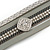 Stylish Grey Textured Faux Leather with Crystal Detailing Magnetic Bracelet In Silver Finish - 18cm L - view 5