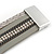 Stylish Grey Textured Faux Leather with Crystal Detailing Magnetic Bracelet In Silver Finish - 18cm L - view 7