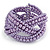 Purple Glass Bead Plaited Flex Cuff Bracelet - Adjustable
