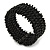 Trendy Black Glass Bead Flex Cuff Bracelet - Adjustable