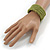 Trendy Lime Green Glass Bead Flex Cuff Bracelet - Adjustable - view 4