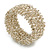 Trendy White/ Transparent Gold Glass Bead Flex Cuff Bracelet - Adjustable