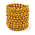Wide Wood and Glass Bead Coil Flex Bracelet In Yellow - Adjustable
