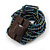Peacock Glass Bead Multistrand Flex Bracelet With Wooden Closure - 19cm L - view 5