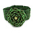 Statement Beaded Flower Stretch Bracelet In Apple Green - 18cm L - Adjustable