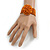 Statement Beaded Flower Stretch Bracelet In Burnt Orange - 18cm L - Adjustable - view 3
