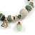 Trendy Glass and Shell Bead, Gold Tone Metal Rings Flex Bracelet (Green, White, Gold) - 17cm L - view 3