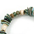 Trendy Glass and Shell Bead, Gold Tone Metal Rings Flex Bracelet (Green, White, Gold) - 17cm L - view 4