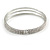 Delicate 3 Strand Clear Crystal Flex Cuff Bracelet in Silver Tone Metal - Adjustable - view 5