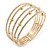 Delicate 5 Row Clear Crystal Flex Cuff Bracelet With Gold Tone Ball Bead - Adjustable