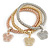 Set Of 3 Thick Mesh Flex Bracelets with Butterfly Charm in Gold/ Silver/ Rose Gold - 19cm L - view 3