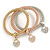 Set Of 3 Thick Mesh Flex Bracelets with Heart/ Keylock Charm in Gold/ Silver/ Rose Gold - 19cm L - view 4