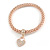 Set Of 3 Thick Mesh Flex Bracelets with Heart/ Keylock Charm in Gold/ Silver/ Rose Gold - 19cm L - view 5