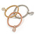 Set Of 3 Thick Mesh Flex Bracelets with Heart/ Keylock Charm in Gold/ Silver/ Rose Gold - 19cm L - view 7