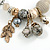 Trendy Ceramic, Glass and Semiprecious Bead, Gold/ Silver Tone Metal Rings, Charm Flex Bracelet (Grey, Cream) - 18cm L - view 4