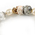 Trendy Ceramic, Glass and Semiprecious Bead, Gold/ Silver Tone Metal Rings, Charm Flex Bracelet (Grey, Cream) - 18cm L - view 5