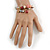 Trendy Ceramic, Glass and Semiprecious Bead, Gold/ Silver Tone Metal Rings, Charm Flex Bracelet (Pink, Red, Cream) - 18cm L - view 2