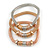 Set Of 3 Thick Mesh Flex Bracelets with Polished/ Textured Rings in Gold/ Silver/ Rose Gold - 19cm L