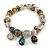 Trendy Glass and Semiprecious Bead, Gold Tone Metal Rings Flex Bracelet (Green, Grey, Olive)) - 18cm L - view 3