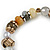 Trendy Glass and Semiprecious Bead, Gold Tone Metal Rings Flex Bracelet (Green, Grey, Olive)) - 18cm L - view 5