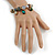 Trendy Glass and Semiprecious Bead, Gold Tone Metal Rings Flex Bracelet (Green, Grey, Olive)) - 18cm L - view 2