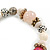 Trendy Ceramic, Glass and Semiprecious Bead, Gold/ Silver Tone Metal Rings, Charm Flex Bracelet (Pink, Grey) - 18cm L - view 4