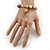Trendy Ceramic, Glass and Semiprecious Bead, Gold/ Silver Tone Metal Rings, Charm Flex Bracelet (Pink, Grey) - 18cm L - view 2