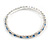 Slim Sky Blue/ Clear Crystal Flex Bracelet In Silver Tone Metal - up to 17cm L - For Small Wrist - view 5