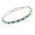 Slim Aqua/ Clear Crystal Flex Bracelet In Silver Tone Metal - up to 17cm L - For Small Wrist - view 4