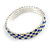 Sapphire Blue/ Clear Flex Bracelet in Silver Tone - 17cm L - view 2