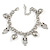 Statement Owl/ Heart Charm with Chunky Chain Bracelet In Silver Tone - 19cm L/ 5cm Ext