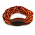 Multistrand Dusty Orange Glass Bead with Brown Wooden Bead Flex Bracelet - Medium - view 3