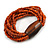 Multistrand Dusty Orange Glass Bead with Brown Wooden Bead Flex Bracelet - Medium - view 4