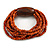 Multistrand Dusty Orange Glass Bead with Brown Wooden Bead Flex Bracelet - Medium - view 5