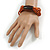 Multistrand Dusty Orange Glass Bead with Brown Wooden Bead Flex Bracelet - Medium - view 2