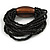 Multistrand Black Glass Bead with Brown Wooden Bead Flex Bracelet - Medium - view 4