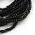 Multistrand Black Glass Bead with Brown Wooden Bead Flex Bracelet - Medium - view 5