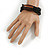 Multistrand Black Glass Bead with Brown Wooden Bead Flex Bracelet - Medium - view 2