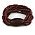 Multistrand Brown Glass Bead with Wooden Bead Flex Bracelet - Medium