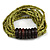 Multistrand Dusty Lime Green Glass Bead with Wooden Rings Flex Bracelet - Medium