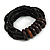 Multistrand Black Glass Bead with Wooden Rings Flex Bracelet - Medium - view 4