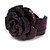 Statement Deep Purple Snake Print Leather Rose Flower Flex Cuff Bangle Bracelet - Adjustable - view 5