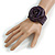 Statement Deep Purple Snake Print Leather Rose Flower Flex Cuff Bangle Bracelet - Adjustable - view 2