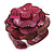 Statement Fuchsia Pink Snake Print Leather Flower Flex Cuff Bangle Bracelet - Adjustable