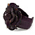 Statement Deep Purple Snake Print Leather Flower Flex Cuff Bangle Bracelet - Adjustable - view 5