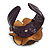 Statement Deep Purple Snake Print Leather Flower Flex Cuff Bangle Bracelet - Adjustable - view 6