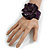Statement Deep Purple Snake Print Leather Flower Flex Cuff Bangle Bracelet - Adjustable - view 3