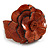Statement Orange Snake Print Leather Flower Flex Cuff Bangle Bracelet - Adjustable